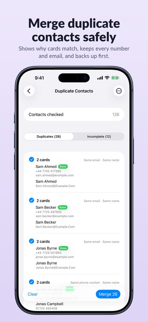 Duplicate contact groups ready to merge