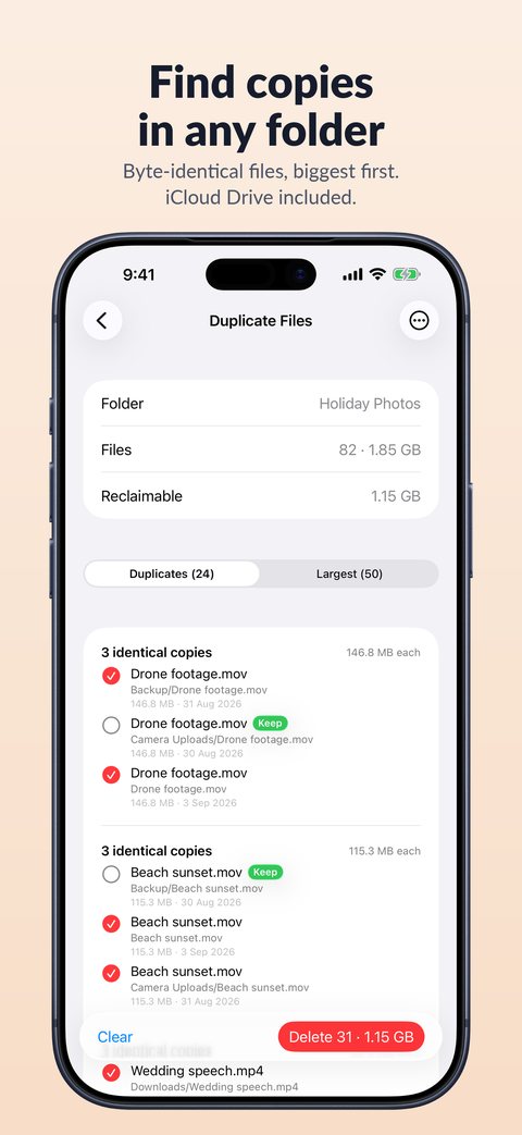 Duplicate files found in a folder