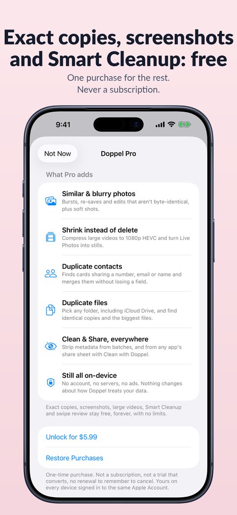 Doppel Pro one-time purchase screen